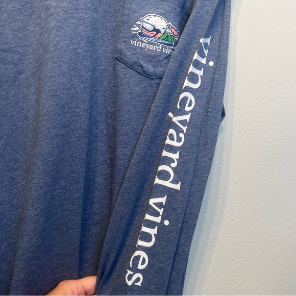 Vineyard Vines Men’s Blue Long Sleeve Pocket T Shirt Size  M Medium Snowboarding - Picture 5 of 9
